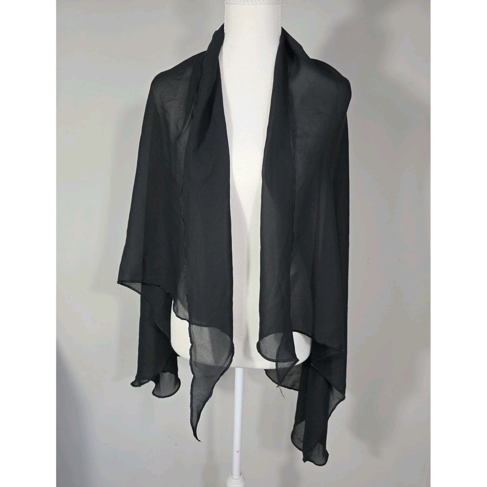 Vintage Surfival International Black Chiffon Shawl Wrap Sheer Evening